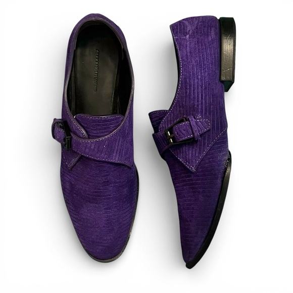 Alexander Wang Shoes - Alexander Wang Ruby Purple Corduroy Suede Monk Strap Buckle Brogues 8